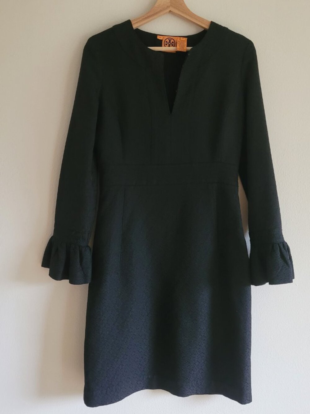 Tory Burch Black Dress Ruffled Sleeves Size 4